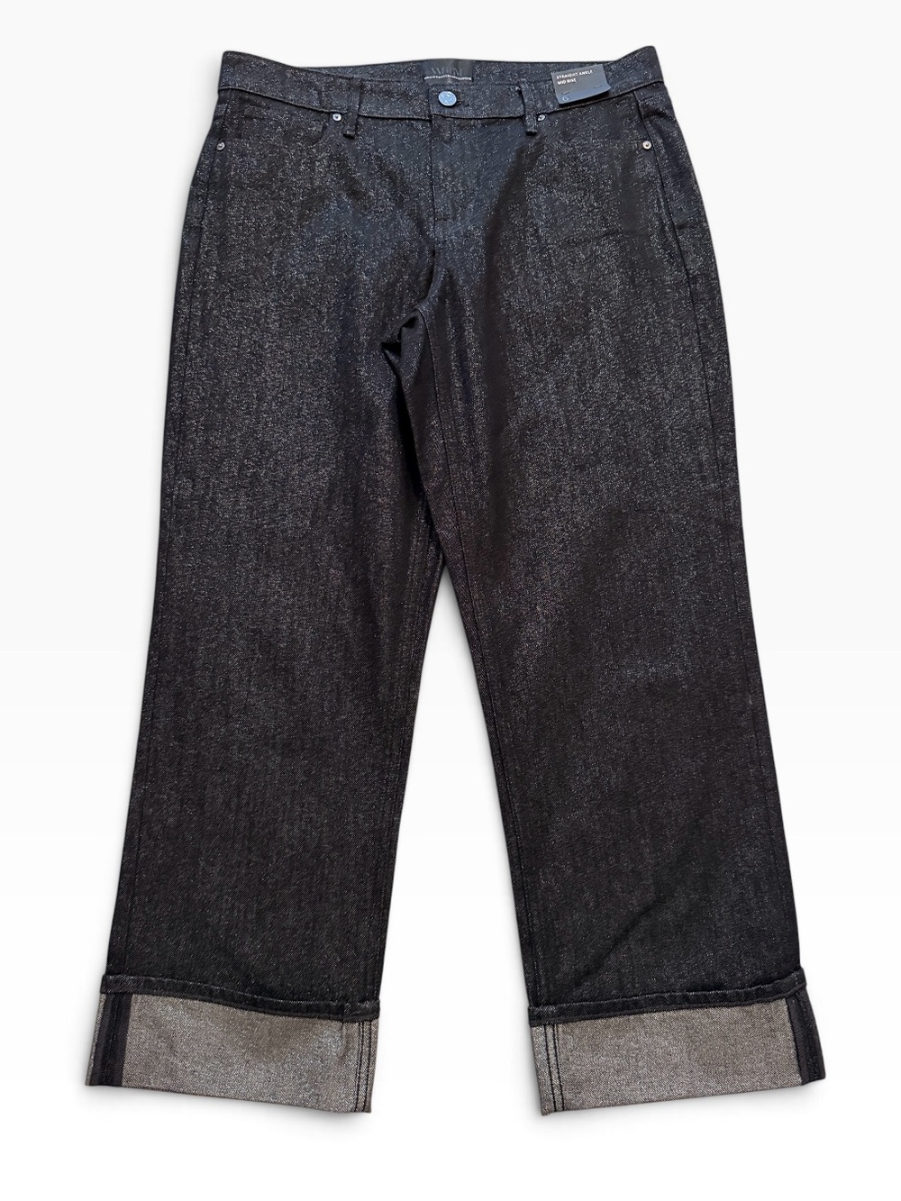 White House Black Market Black Wash with Sparkle Mid-Rise Straight Ankle Jeans 6